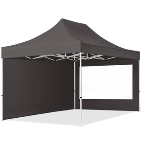 3x4,5m Stahl Faltpavillon, inkl. 2 Seitenteile, dunkelgrau - (59044)