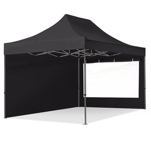 3x4,5m Stahl Faltpavillon, inkl. 2 Seitenteile, schwarz - (600041)