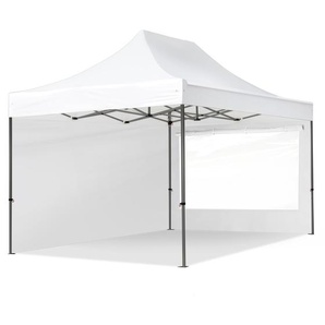 3x4,5m Stahl Faltpavillon, inkl. 2 Seitenteile, weiß - (600060)