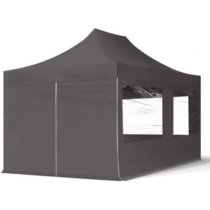 3x4,5m Stahl Faltpavillon, inkl. 4 Seitenteile, dunkelgrau - (59045)