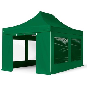 3x4,5m Stahl Faltpavillon, inkl. 4 Seitenteile, dunkelgrün - (600052)