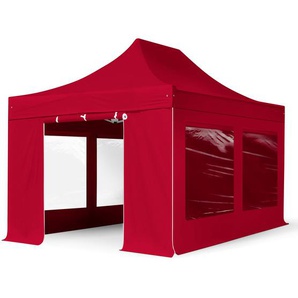 3x4,5m Stahl Faltpavillon, inkl. 4 Seitenteile, rot - (600058)