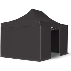 3x4,5m Stahl Faltpavillon, inkl. 4 Seitenteile, schwarz - (600042)