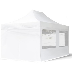 3x4,5m Stahl Faltpavillon, inkl. 4 Seitenteile, weiß - (59049)
