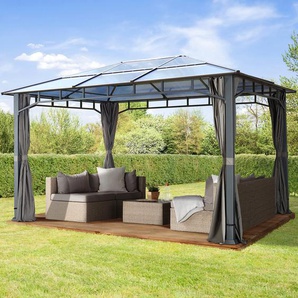 3x4 m Hardtop Gartenpavillon, inkl. 4 Seitenteile, loft grey - (300049)
