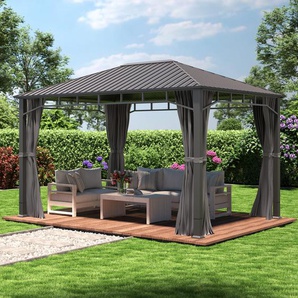3x4 m Hardtop Gartenpavillon, inkl. 4 Seitenteile, loft grey - (300194)