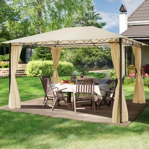 3x4 m Softtop Gartenpavillon, inkl. 4 Seitenteile, champagnerfarben - (300110)