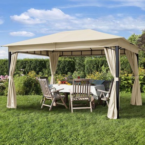 3x4 m Softtop Gartenpavillon, inkl. 4 Seitenteile, champagnerfarben - (300181)