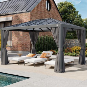 3x4m Hardtop Gartenpavillon, inkl. 4 Seitenteile, loft grey - (300664)