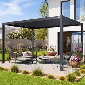 3x4m Pergola in Anthrazit; mit Lamellendach in Anthrazit - (400123)