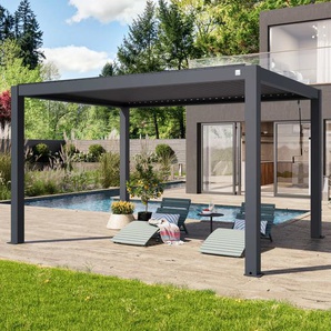 3x4m Pergola in Anthrazit; mit Lamellendach in Anthrazit - (400126)