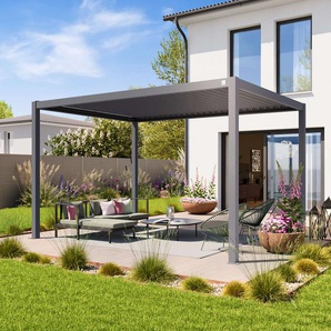 3x4m Pergola in Perlgrau; mit Lamellendach in Perlgrau - (400107)