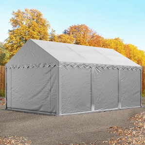 3x6 m Lagerzelt, PVC-Plane, grau, mit Bodenrahmen - (5366)