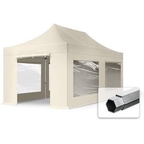 3x6m Aluminium Faltpavillon, inkl. 4 Seitenteile, creme - (600219)