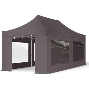 3x6m Aluminium Faltpavillon, inkl. 4 Seitenteile, dunkelgrau - (600227)