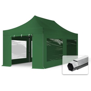 3x6m Aluminium Faltpavillon, inkl. 4 Seitenteile, dunkelgrün - (600223)