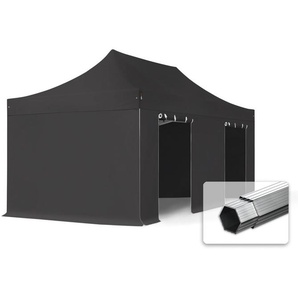 3x6m Aluminium Faltpavillon, inkl. 4 Seitenteile, schwarz - (600221)