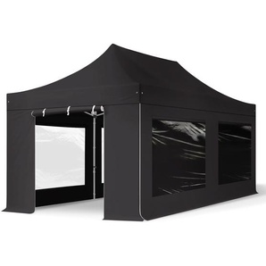 3x6m Aluminium Faltpavillon, inkl. 4 Seitenteile, schwarz - (600222)