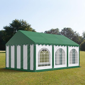 3x6m Partyzelt, PVC-Plane, grün-weiß, mit Bodenrahmen - (7240)