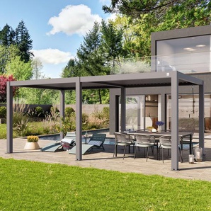 3x6m Pergola in Perlgrau; mit Lamellendach in Perlgrau - (400119)