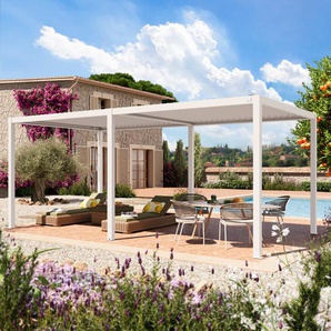 3x6m Pergola in Weiß; mit Lamellendach in Weiß - (400111)