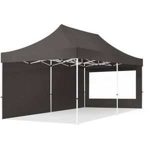 3x6m Stahl Faltpavillon, inkl. 2 Seitenteile, dunkelgrau - (59051)