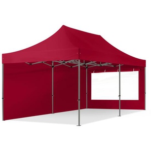 3x6m Stahl Faltpavillon, inkl. 2 Seitenteile, rot - (600080)
