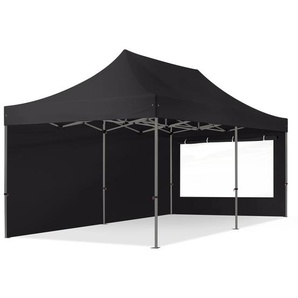 3x6m Stahl Faltpavillon, inkl. 2 Seitenteile, schwarz - (600064)