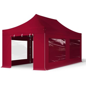 3x6m Stahl Faltpavillon, inkl. 4 Seitenteile, rot - (600081)