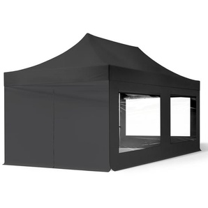 3x6m Stahl Faltpavillon, inkl. 4 Seitenteile, schwarz - (59357)