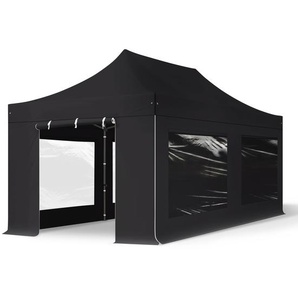 3x6m Stahl Faltpavillon, inkl. 4 Seitenteile, schwarz - (600066)