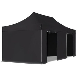 3x6m Stahl Faltpavillon, inkl. 4 Seitenteile, schwarz - (600122)