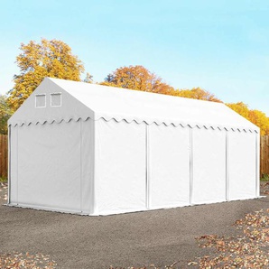 3x8 m Lagerzelt, PVC-Plane, weiß, mit Bodenrahmen, mit Statik (Betonuntergrund) - (37008)