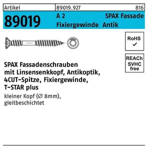 4,5x50 Fassadenschraube A2 Antik Linsensenkkopf Klein 8Mm Starke Fräsrippen - Spax