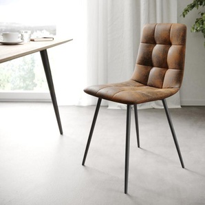 4-er-Set-Esszimmerstuhl Caro-Adesso Braun Vintage 4-Fuß konisch, Esszimmerstühle