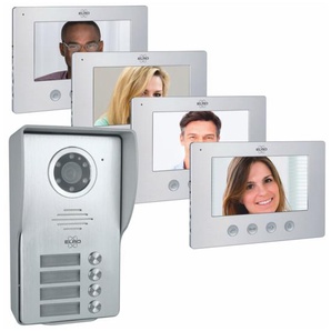 4-Familien Video Türsprechanlage mit 4x 18cm Bildschirm, gebürstetes Aluminium, verdrahtet (DV477W4)
