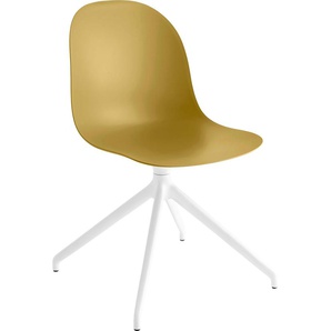 4-Fußstuhl CONNUBIA Academy CB/1694 Stühle Gr. B/H/T: 49 cm x 84 cm x 50 cm, Aluminium, gelb (senfgelb matt p973, schneeweiß matt) 4-Fuß-Stühle 180 drehbare Sitzschale mit Rückholmechanismus