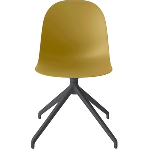 4-Fußstuhl CONNUBIA Academy CB/1694 Stühle Gr. B/H/T: 49 cm x 84 cm x 50 cm, Aluminium, gelb (senfgelb, schwarz matt) 4-Fuß-Stühle 180 drehbare Sitzschale mit Rückholmechanismus