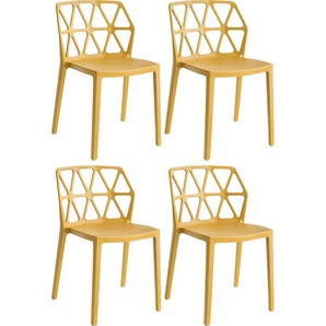 4-Fußstuhl CONNUBIA ALCHEMIA CB/1056 Stühle Gr. B/H/T: 49,5 cm x 79 cm x 51 cm, 4 St., Polypropylen, gelb (senfgelb matt p973) 4-Fuß-Stühle