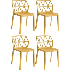 4-Fußstuhl CONNUBIA ALCHEMIA CB/1056 Stühle Gr. B/H/T: 49,5 cm x 79 cm x 51 cm, 4 St., Polypropylen, gelb (senfgelb matt p973) 4-Fuß-Stühle mit widerstandsfähigen, austauschbaren Fußkappen