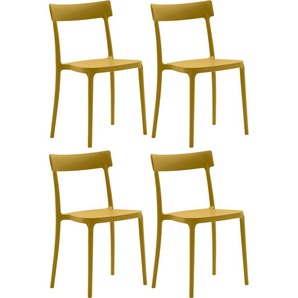 4-Fußstuhl CONNUBIA ARGO CB/1523 Stühle Gr. B/H/T: 48 cm x 82 cm x 47 cm, 4 St., Polypropylen, gelb (senfgelb matt p973) 4-Fuß-Stühle