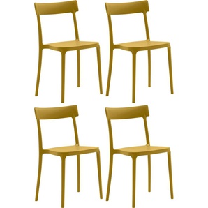 4-Fußstuhl CONNUBIA ARGO CB/1523 Stühle Gr. B/H/T: 48 cm x 82 cm x 47 cm, 4 St., Polypropylen, gelb (senfgelb matt p973) 4-Fuß-Stühle mit widerstandsfähigen, austauschbaren Fußkappen