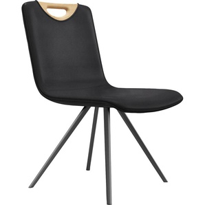 4-Fußstuhl GWINNER Mila Stühle Gr. B/H/T: 47 cm x 92 cm x 60 cm, 1 St., Stoff Lederoptik, mit Griff-mit 180 Drehfunktion + Stahl, schwarz (georgia 420) 4-Fuß-Stühle echtholzfurniert, wahlweise mit Griff, Drehfunktion wählbar