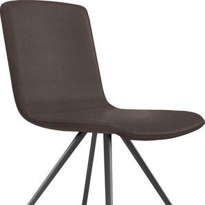 4-Fußstuhl GWINNER Mila Stühle Gr. B/H/T: 47 cm x 92 cm x 60 cm, 1 St., Stoff Lederoptik, ohne Griff-4-Stern-Gestell + Stahl, schwarz (georgia 420) 4-Fuß-Stühle echtholzfurniert, wahlweise mit Griff, Drehfunktion wählbar