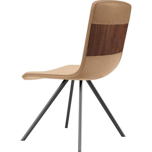 4-Fußstuhl GWINNER Mila Stühle Gr. B/H/T: 47 cm x 92 cm x 60 cm, 1 St., Stoff Lederoptik, ohne Griff-4-Stern-Gestell + Stahl, braun (nevada 400) 4-Fuß-Stühle echtholzfurniert, wahlweise mit Griff, Drehfunktion wählbar
