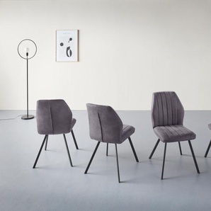 4-Fußstuhl HELA Patricia I S Stühle Gr. B/H/T: 46 cm x 88 cm x 61 cm, 4 St., Microfaser Lederoptik, Stahl, grau (anthrazit, schwarz) 4-Fuß-Stühle mit eleganten Ziernähten