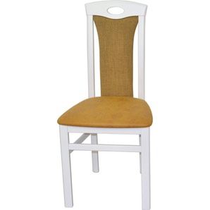 4-Fußstuhl HOFMANN LIVING AND MORE Stühle Gr. B/H/T: 45 cm x 95 cm x 48 cm, 2 St., Polyester-Kunstleder Lederoptik-meliert, Massivholz, gelb (gelb, weiß) 4-Fuß-Stühle