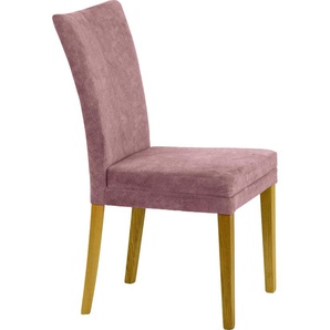 4-Fußstuhl HOME AFFAIRE Aspen Stühle Gr. B/H/T: 46 cm x 94,5 cm x 59 cm, 2 St., Lu x us-Microfaser weich-Polyester, Massivholz, rosa (rose) 4-Fuß-Stühle