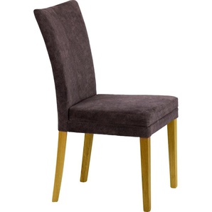 4-Fußstuhl HOME AFFAIRE Aspen Stühle Gr. B/H/T: 46 cm x 94,5 cm x 59 cm, 2 St., Luxus-Microfaser weich-Polyester, Massivholz, lila (aubergine) 4-Fuß-Stühle Stühle Massivholzgestell, in vielen Bezugsqualitäten