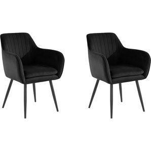 4-Fußstuhl HOME AFFAIRE Bibi Stühle Gr. B/H/T: 60 cm x 85 cm x 61 cm, 2 St., Veloursstoff Samtoptik, Metall, schwarz (schwarz, schwarz) 4-Fuß-Stühle